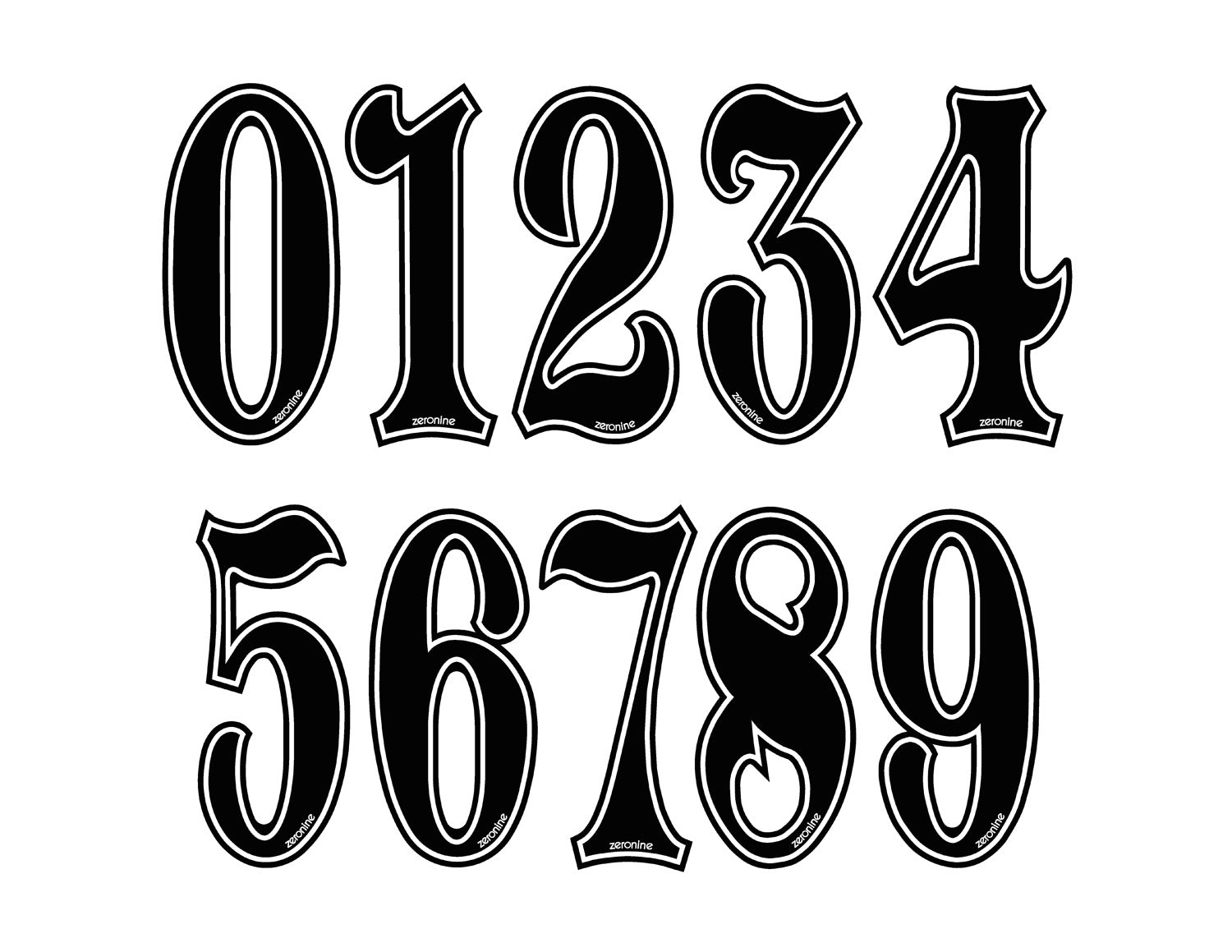Outlined Two Color Numbers Number Outline